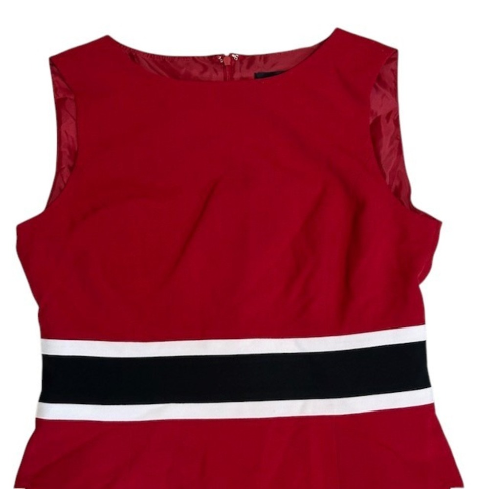 Black Label by Evan Picone Red Dress Sleeveless Sheath Party Career Sz 8 - Picture 4 of 13